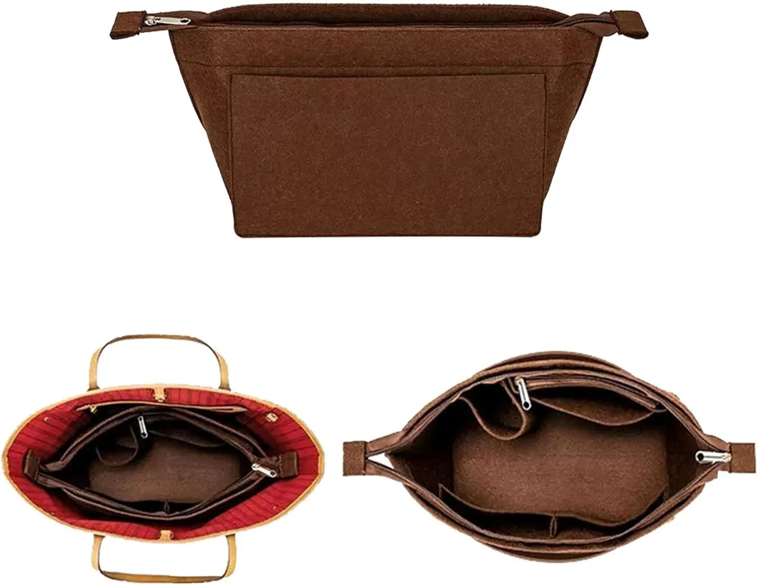 Lckaey Purse Insert Organizer for Neverfull pm mm gm Bag Liner Shaper purse kit insert 1070coffee-S