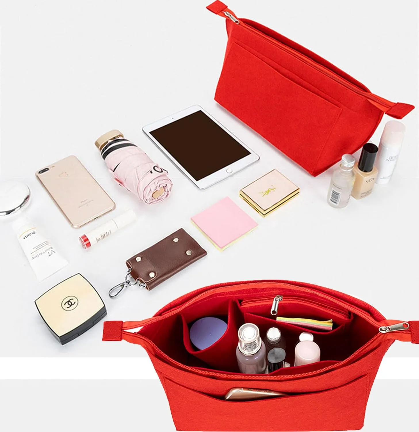 Lckaey Purse Insert Organizer for Neverfull pm mm gm Bag Liner Shaper purse kit insert 1070coffee-S