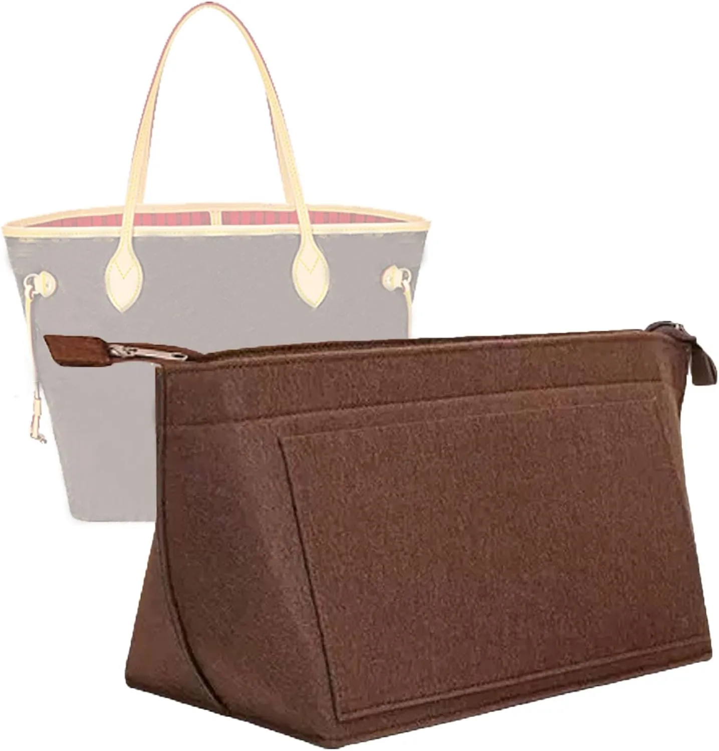 Lckaey Purse Insert Organizer for Neverfull pm mm gm Bag Liner Shaper purse kit insert 1070coffee-S