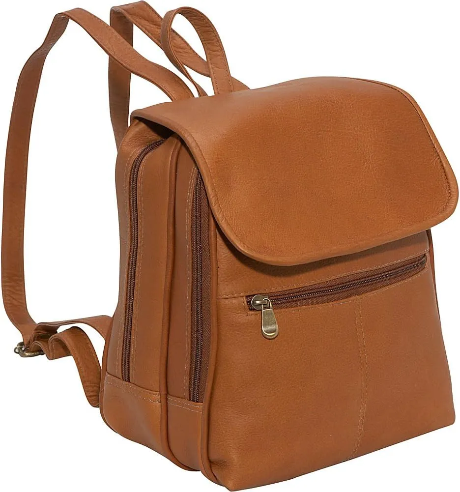 Le Donne Leather Women’s Organizer Backpack/Purse – Premium Full-Grain Colombian Vaquetta Leather Bag, 12.5” x 11” (Tan)