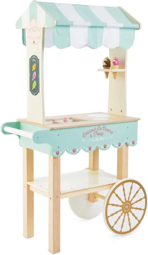 Le Toy Van - Educational Wooden Toy Role Play Ice Cream Trolley | Boys Or Girls Pretend Play Toy Food Playset - for Ages 3 