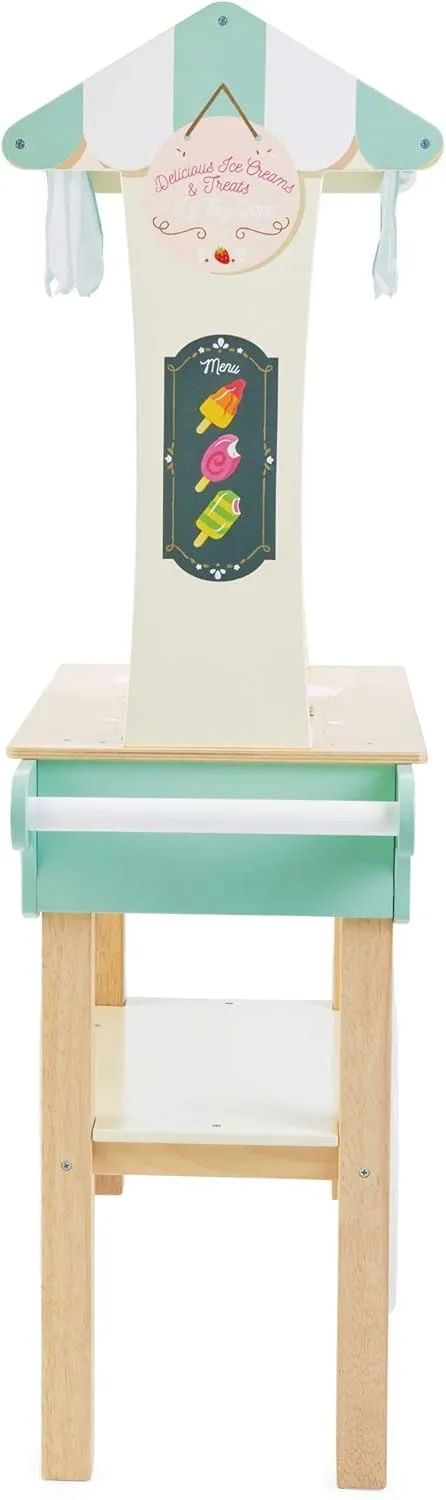 Le Toy Van - Educational Wooden Toy Role Play Ice Cream Trolley | Boys Or Girls Pretend Play Toy Food Playset - for Ages 3 