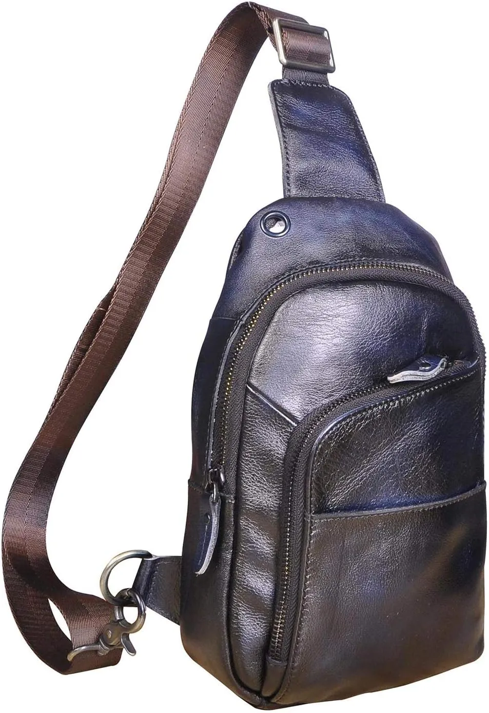 Le'aokuu Men Outdoor Casual Travel Hiking Tea Crossbody Chest Sling Bag Rig One Shoulder Strap Bag Backpack Men Leather (8010 Blau)…