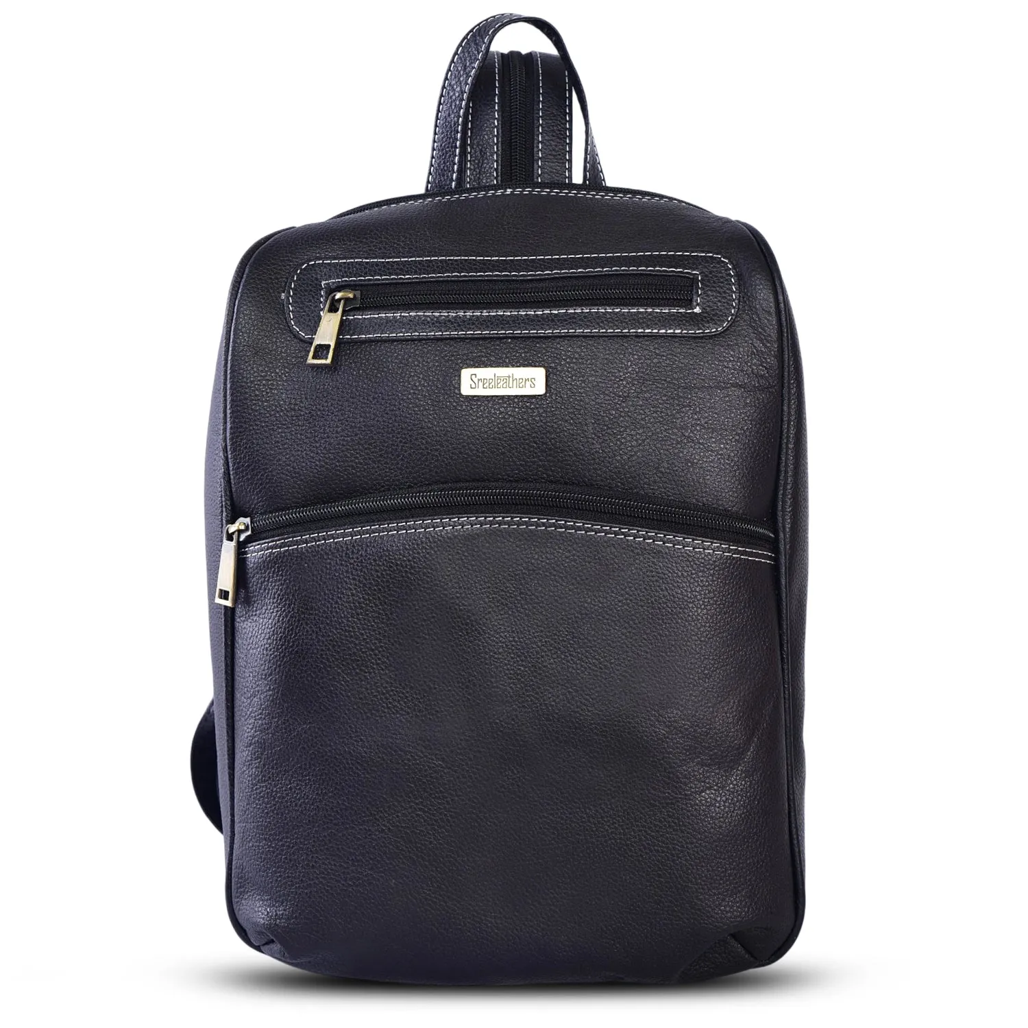 Leather Backpack 36817 (BLACK)
