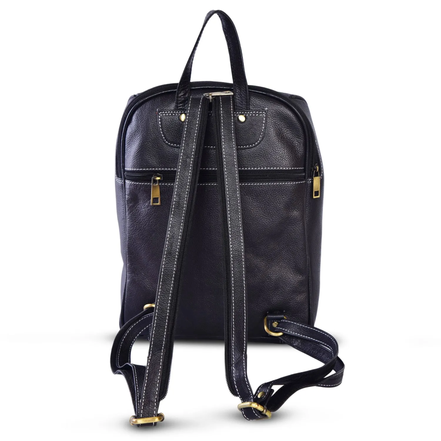 Leather Backpack 36817 (BLACK)