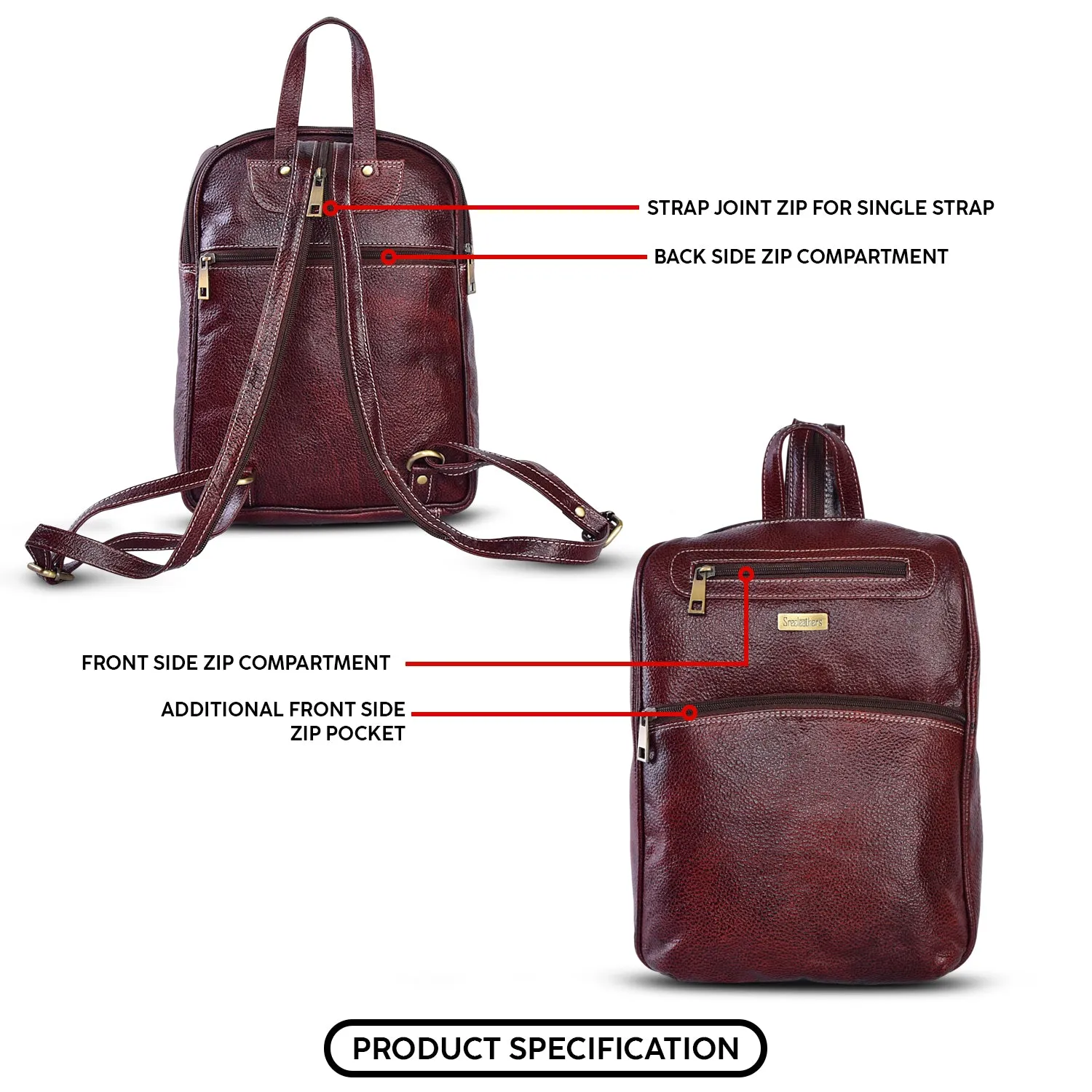 Leather Backpack 36817 (BROWN)