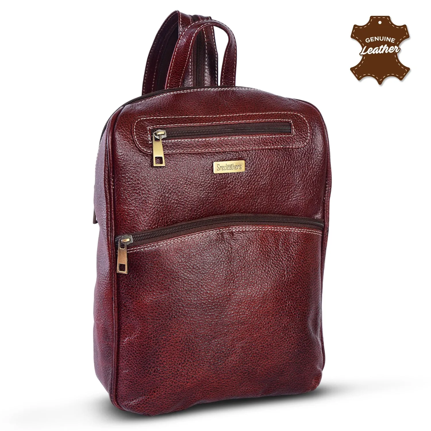 Leather Backpack 36817 (BROWN)
