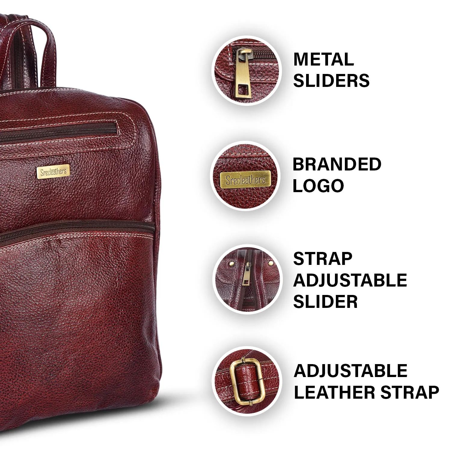 Leather Backpack 36817 (BROWN)
