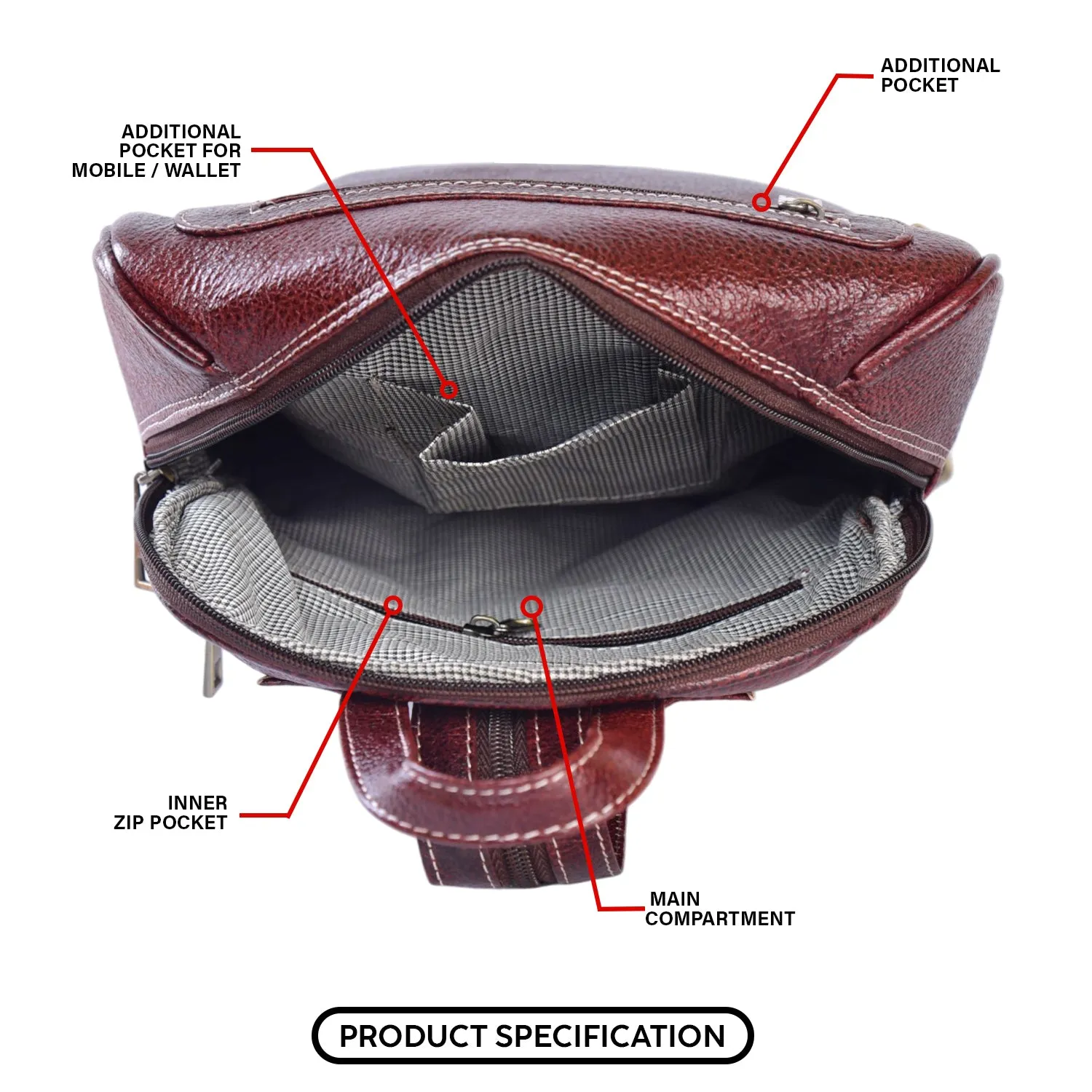 Leather Backpack 36817 (BROWN)