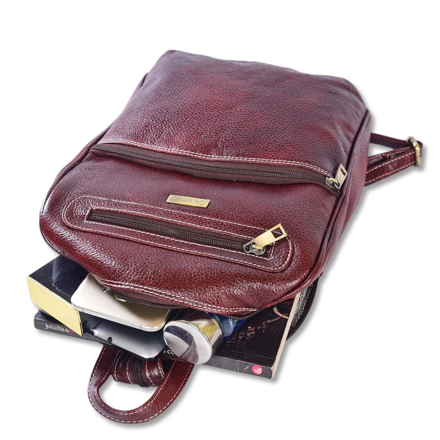 Leather Backpack 36817 (BROWN)