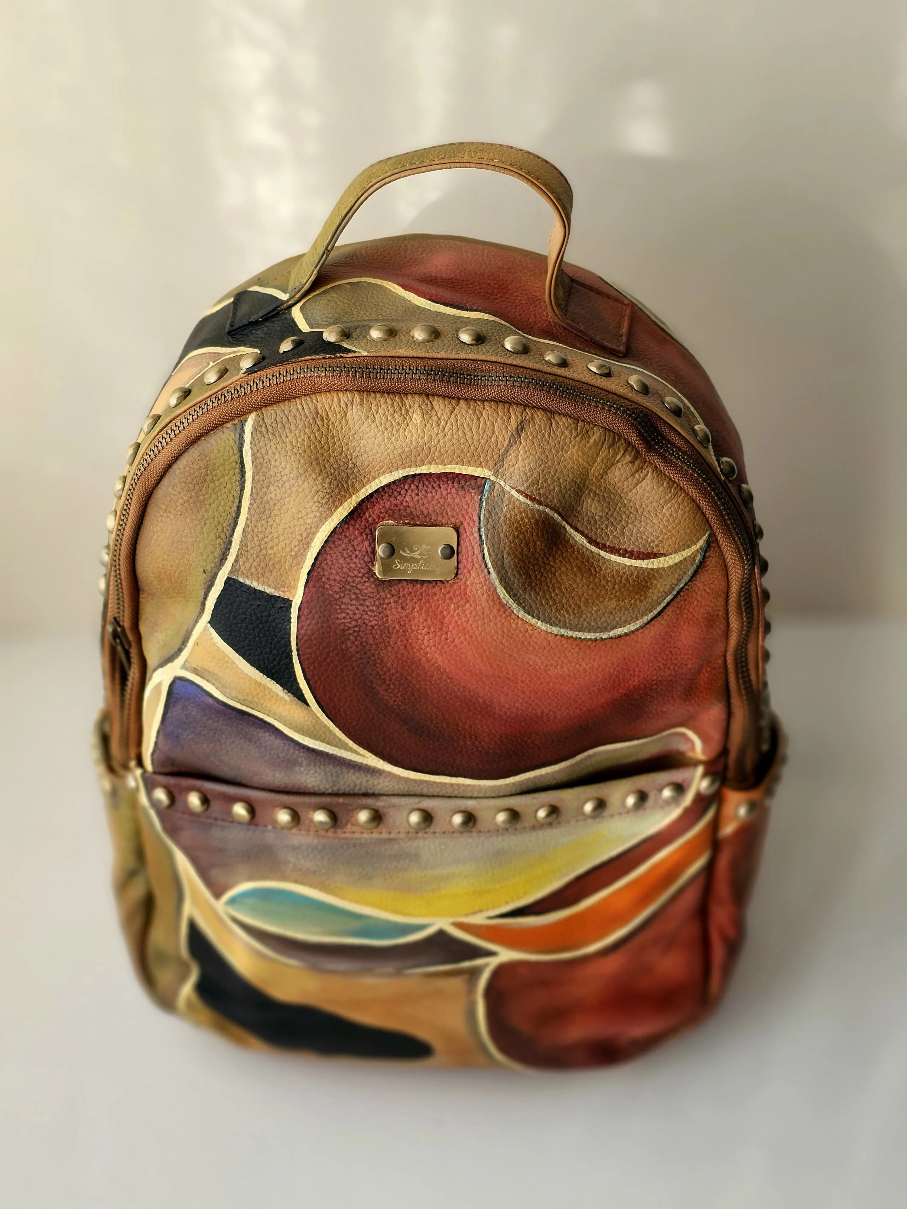 Leather Backpack with Studs Havan X Colors
