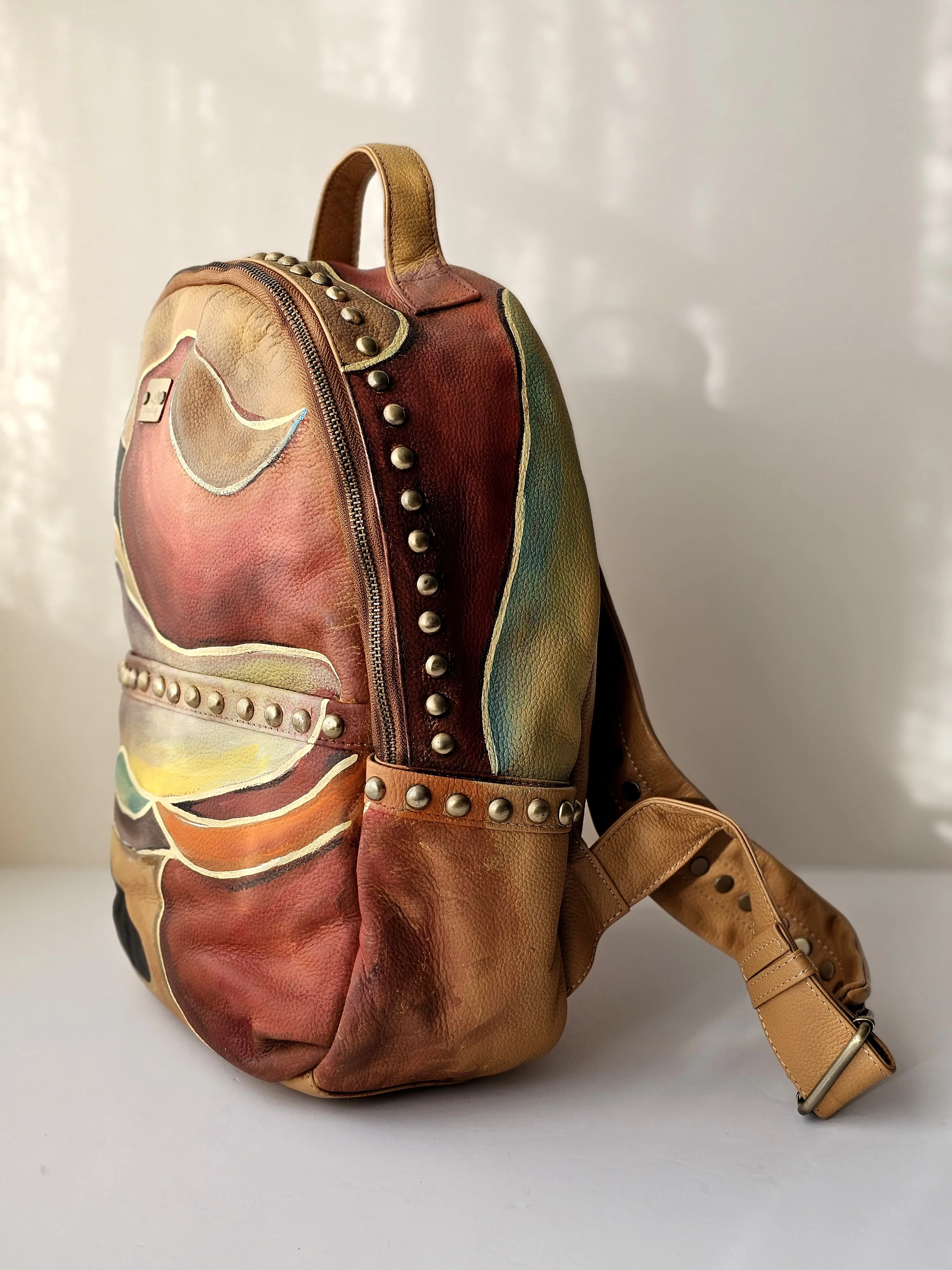 Leather Backpack with Studs Havan X Colors