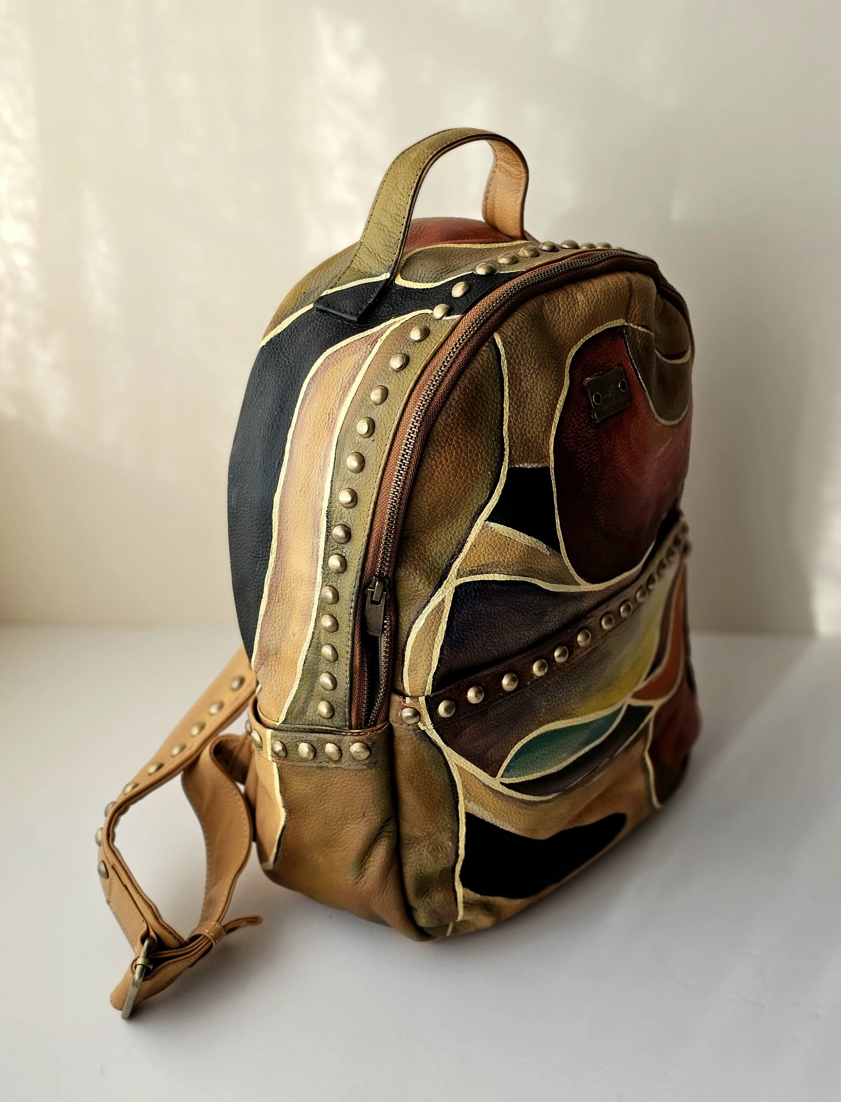 Leather Backpack with Studs Havan X Colors