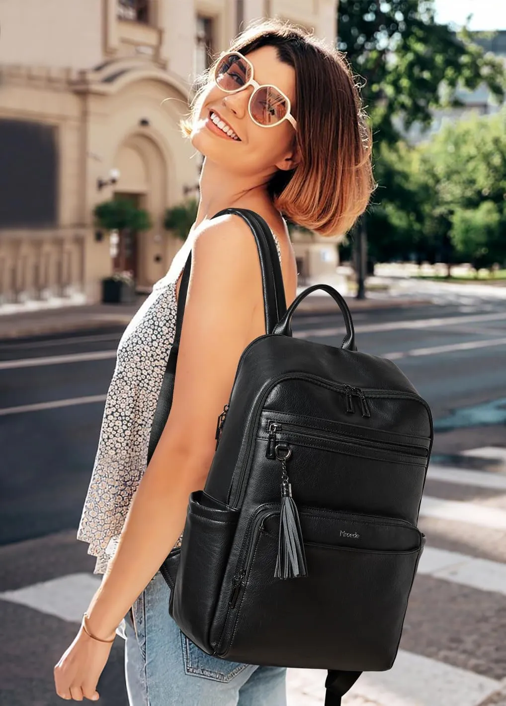 Leather Laptop Backpack for Women 15.6 inch Laptop Backpacks Purse Fashion Computer Backpack for Travel College Work