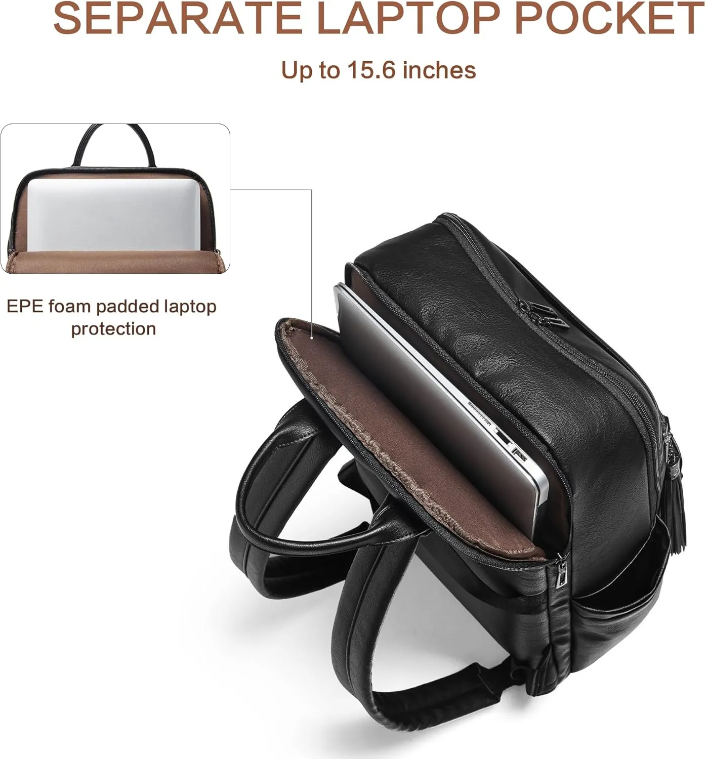 Leather Laptop Backpack for Women 15.6 inch Laptop Backpacks Purse Fashion Computer Backpack for Travel College Work
