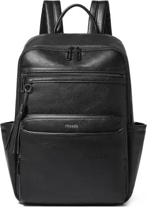 Leather Laptop Backpack for Women 15.6 inch Laptop Backpacks Purse Fashion Computer Backpack for Travel College Work