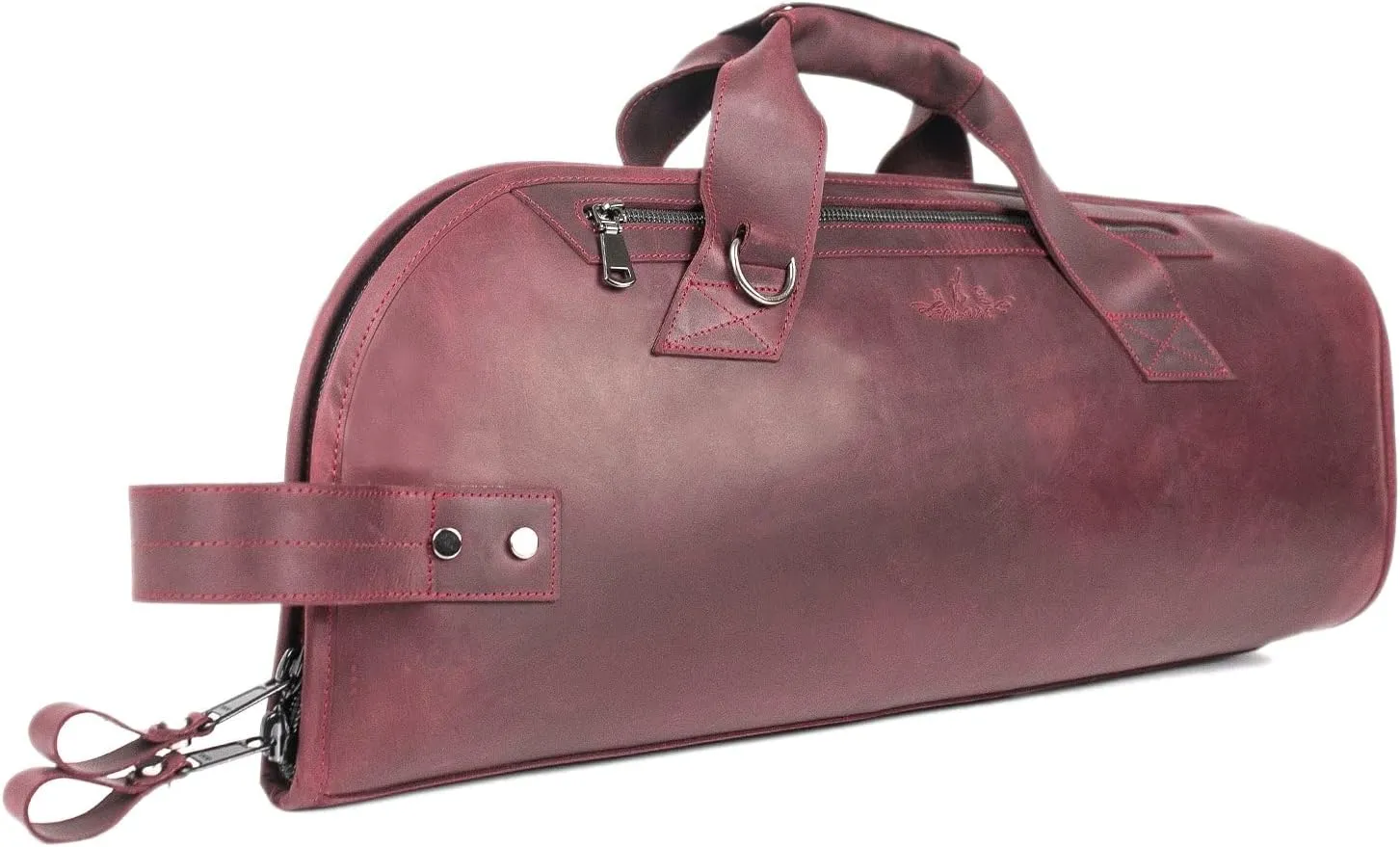 Leather Trumpet Gig Bag. Padded, Lightweight & Water-Resistant, w. Shoulder Strap & Handle. Durable Protection w. Accessory Pocket. Instrument Case Storage & Travel (Trumpet, marsala)