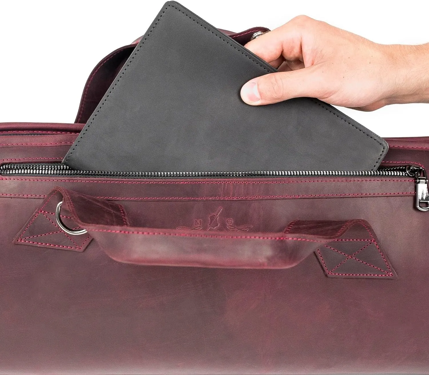 Leather Trumpet Gig Bag. Padded, Lightweight & Water-Resistant, w. Shoulder Strap & Handle. Durable Protection w. Accessory Pocket. Instrument Case Storage & Travel (Trumpet, marsala)