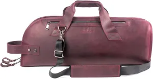 Leather Trumpet Gig Bag. Padded, Lightweight & Water-Resistant, w. Shoulder Strap & Handle. Durable Protection w. Accessory Pocket. Instrument Case Storage & Travel (Trumpet, marsala)