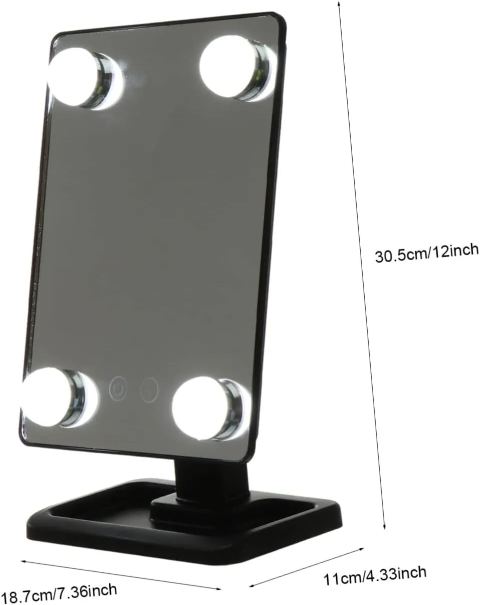 LED Makeup Mirror LED Vanity Mirror Magnifier Charging Mode to Rotate Abs Tabletop Mirror