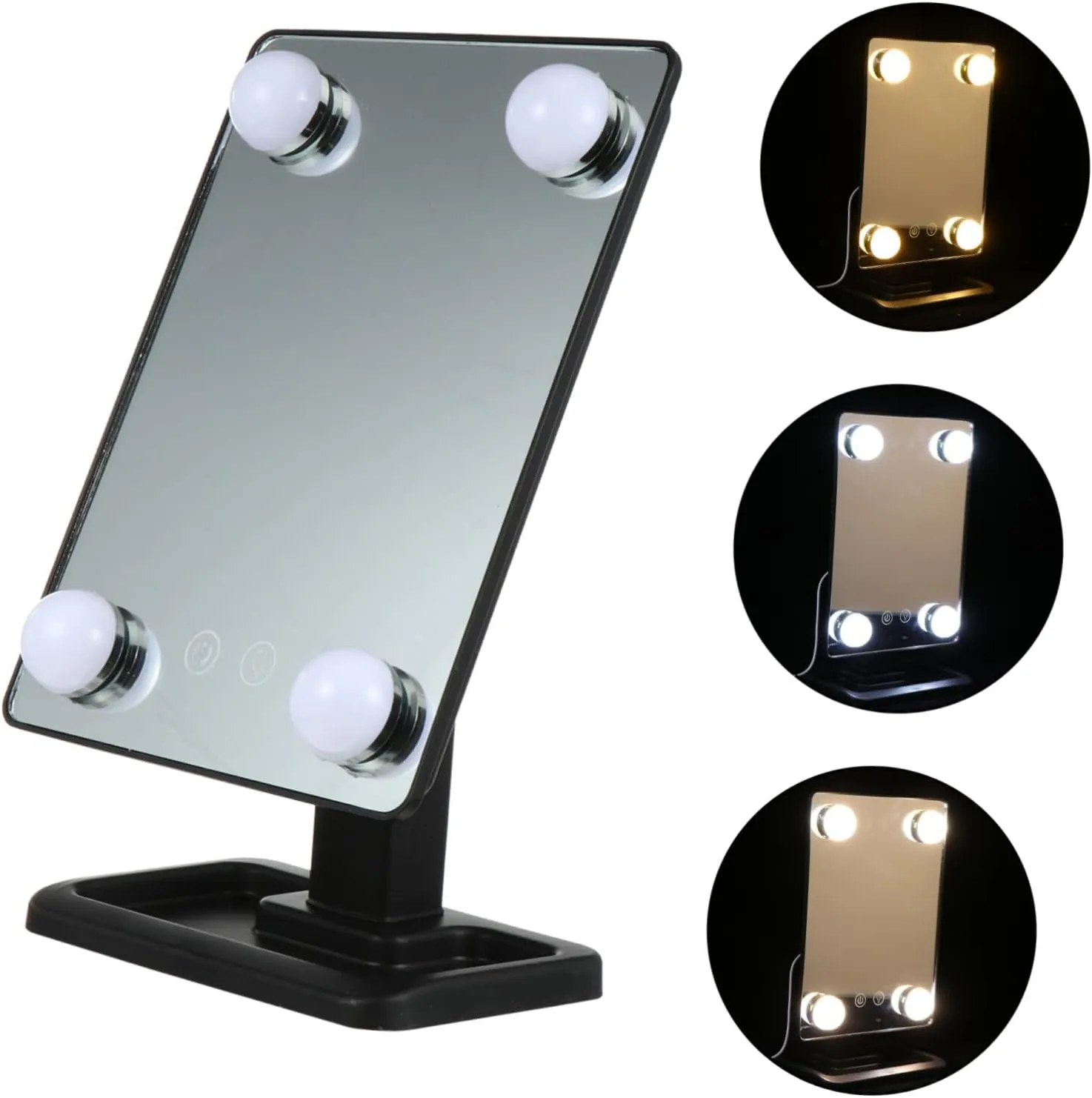 LED Makeup Mirror LED Vanity Mirror Magnifier Charging Mode to Rotate Abs Tabletop Mirror