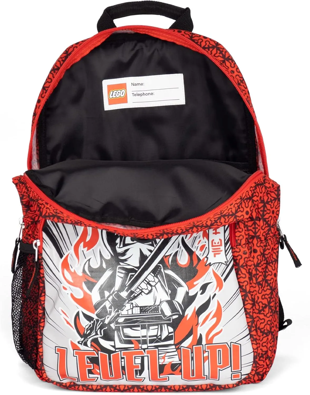 LEGO NINJAGO Heritage Classic Kids School Backpack Bookbag, for Travel, On-the-Go, Back to School, Boys and Girls, with Adjustable Padded Straps and Fun patterns, Level Up