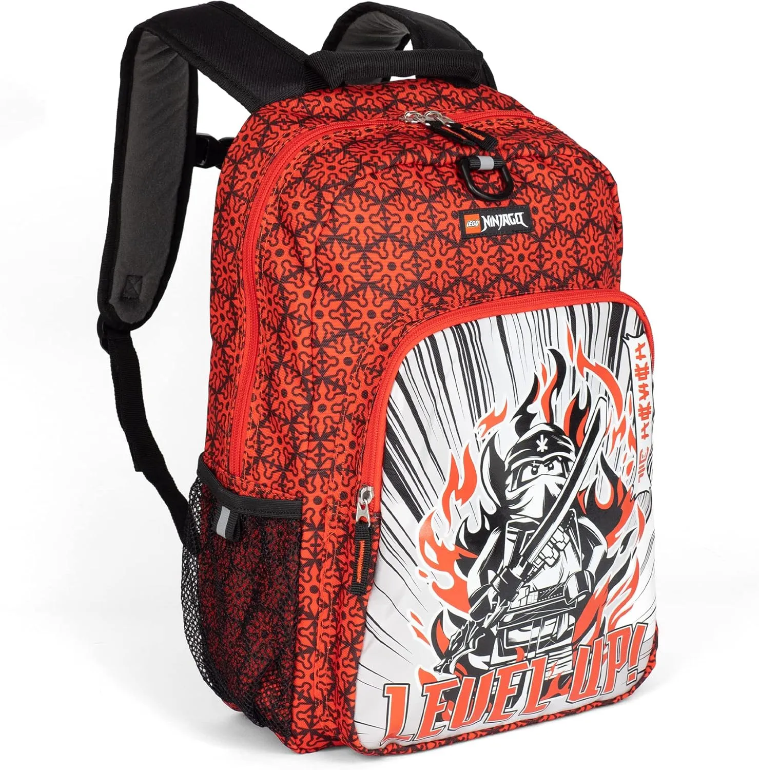 LEGO NINJAGO Heritage Classic Kids School Backpack Bookbag, for Travel, On-the-Go, Back to School, Boys and Girls, with Adjustable Padded Straps and Fun patterns, Level Up