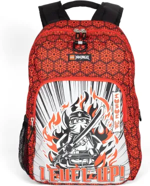 LEGO NINJAGO Heritage Classic Kids School Backpack Bookbag, for Travel, On-the-Go, Back to School, Boys and Girls, with Adjustable Padded Straps and Fun patterns, Level Up