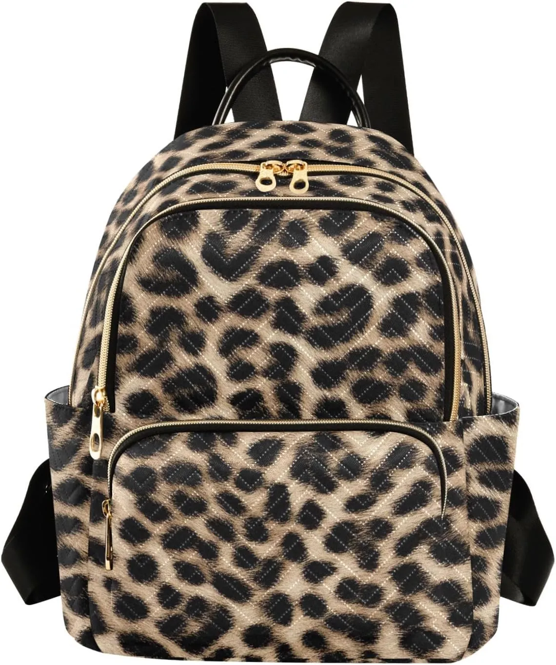 Leopard Fur Tan Backpack Purse for Women Girls Fashion Ladies Small Back Pack Purse for College Work Travel M