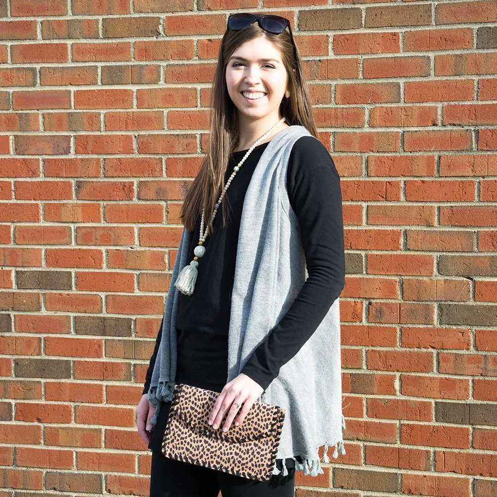Leopardista Whipstitch Clutch