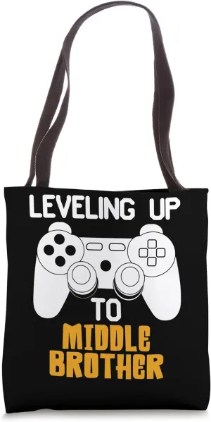 Leveling up to Middle Brother - funny gamer new brother Tote Bag