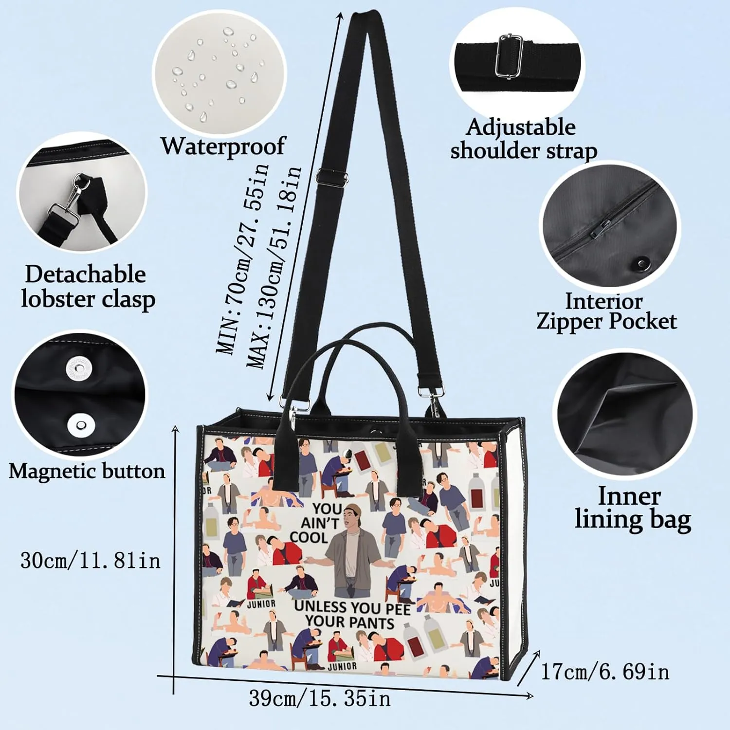 LEVLO Funny Madison Cosmetic Make Up Bag Adam Sandler Quote Gift You Ain't Cool Unless You Pee Your Pants Make Up Zipper Pouch Bag For Women Girls (You Ain't Cool LT)