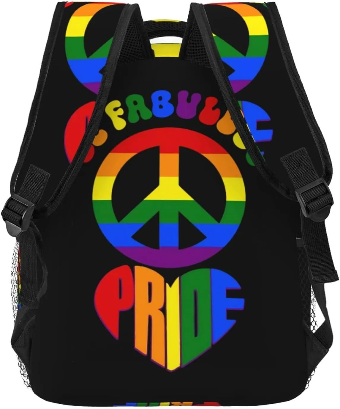 LGBT Gay Pride Rainbow Peace Love Heart Backpack Lightweight Laptop Backpack Casual Daypack Travel Double Shoulder Bag For Women Men