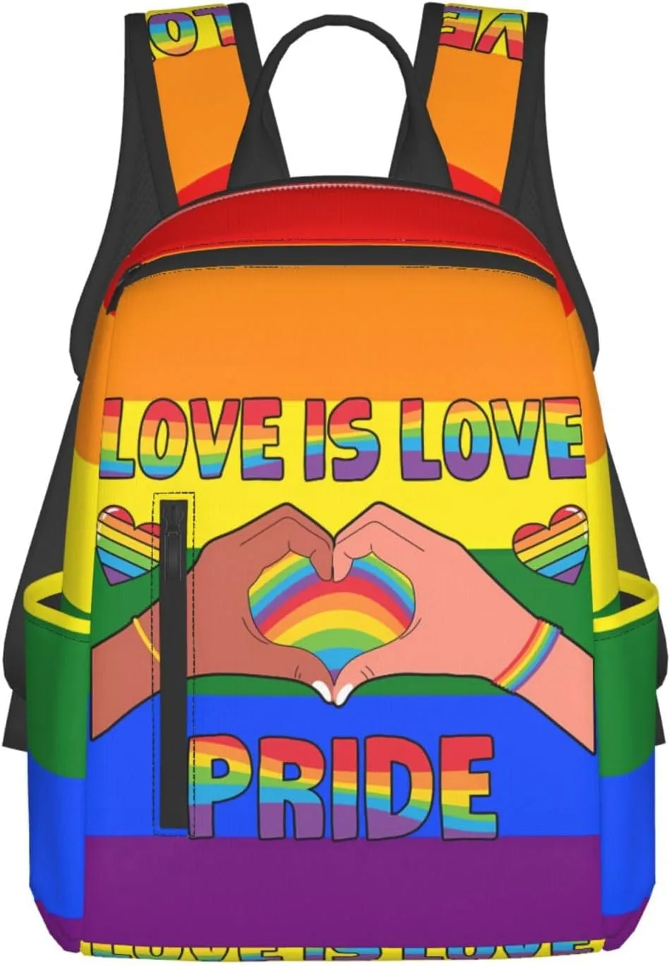 LGBT Love Is Love Pride Rainbow Heart Travel Laptop Backpack Casual Backpacks Double Shoulder Daypack Notebook Rucksack Work Bags Sports Bag for Hiking Camping Beach