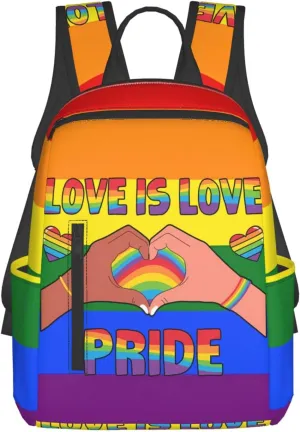 LGBT Love Is Love Pride Rainbow Heart Travel Laptop Backpack Casual Backpacks Double Shoulder Daypack Notebook Rucksack Work Bags Sports Bag for Hiking Camping Beach