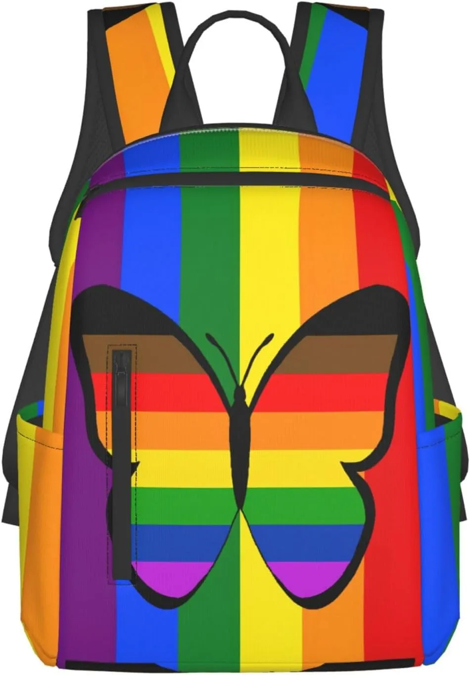 LGBT Rainbow Gay Pride Flag Butterfly Travel Laptop Backpack Casual Backpacks Double Shoulder Daypack Notebook Rucksack Work Bags Sports Bag for Hiking Camping Beach