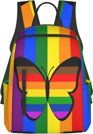 LGBT Rainbow Gay Pride Flag Butterfly Travel Laptop Backpack Casual Backpacks Double Shoulder Daypack Notebook Rucksack Work Bags Sports Bag for Hiking Camping Beach