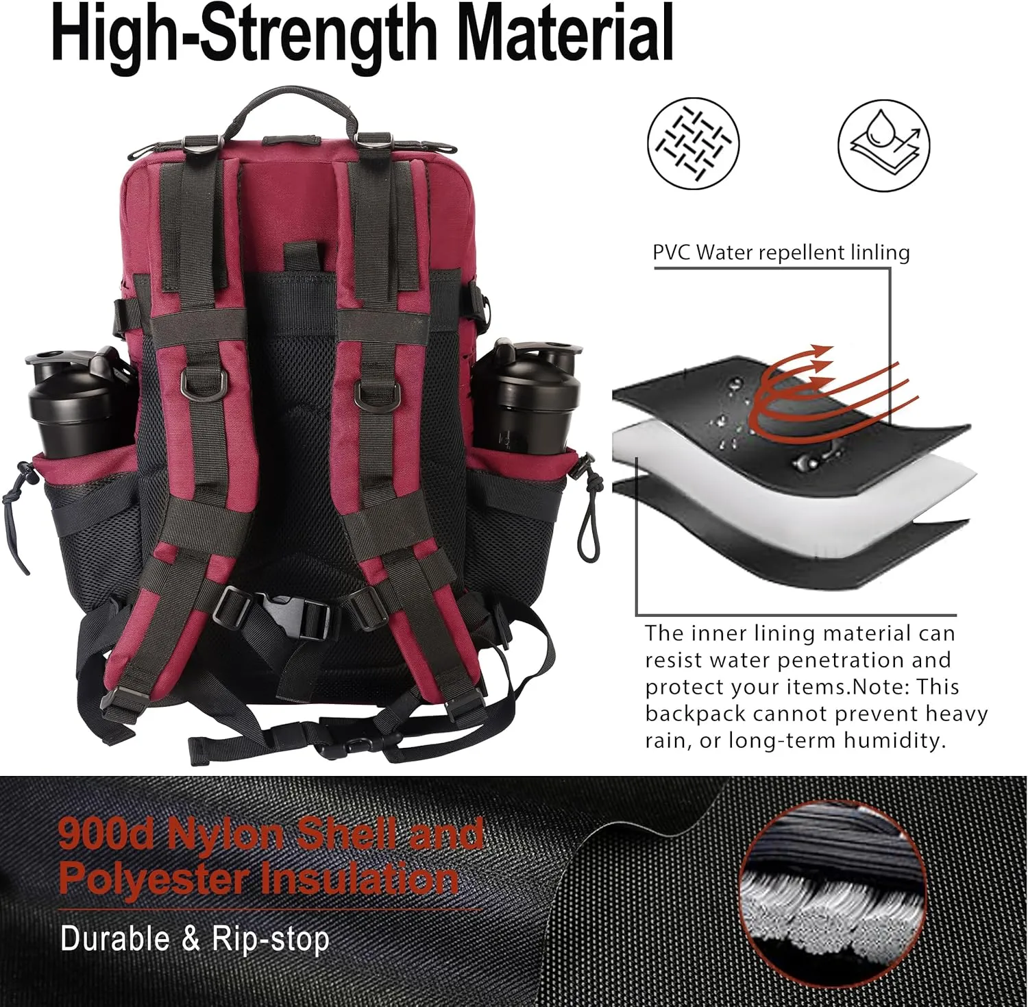 LHI Tactical Military Backpack for Men 25L/45L Large Molle Army Assault Pack 3 Day Hiking Rucksack With Bottle Holder