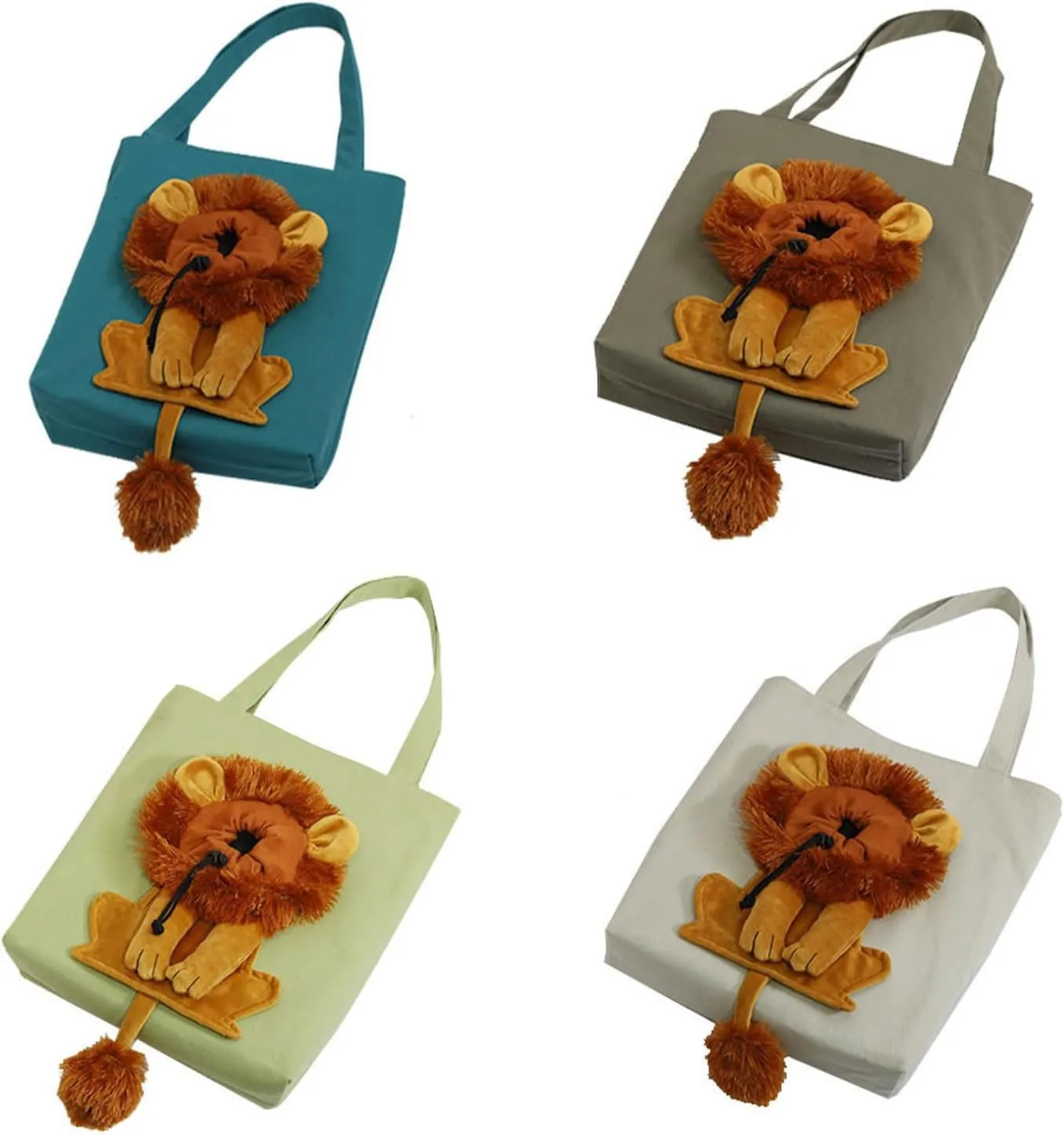 Lion-Shaped Show Head Pet Canvas Shaped Shoulder Bag，Cute Lion Shaped Cat Carrier，for Outdoor, Shopping, and Camping，Outing Carrying (5,Large)