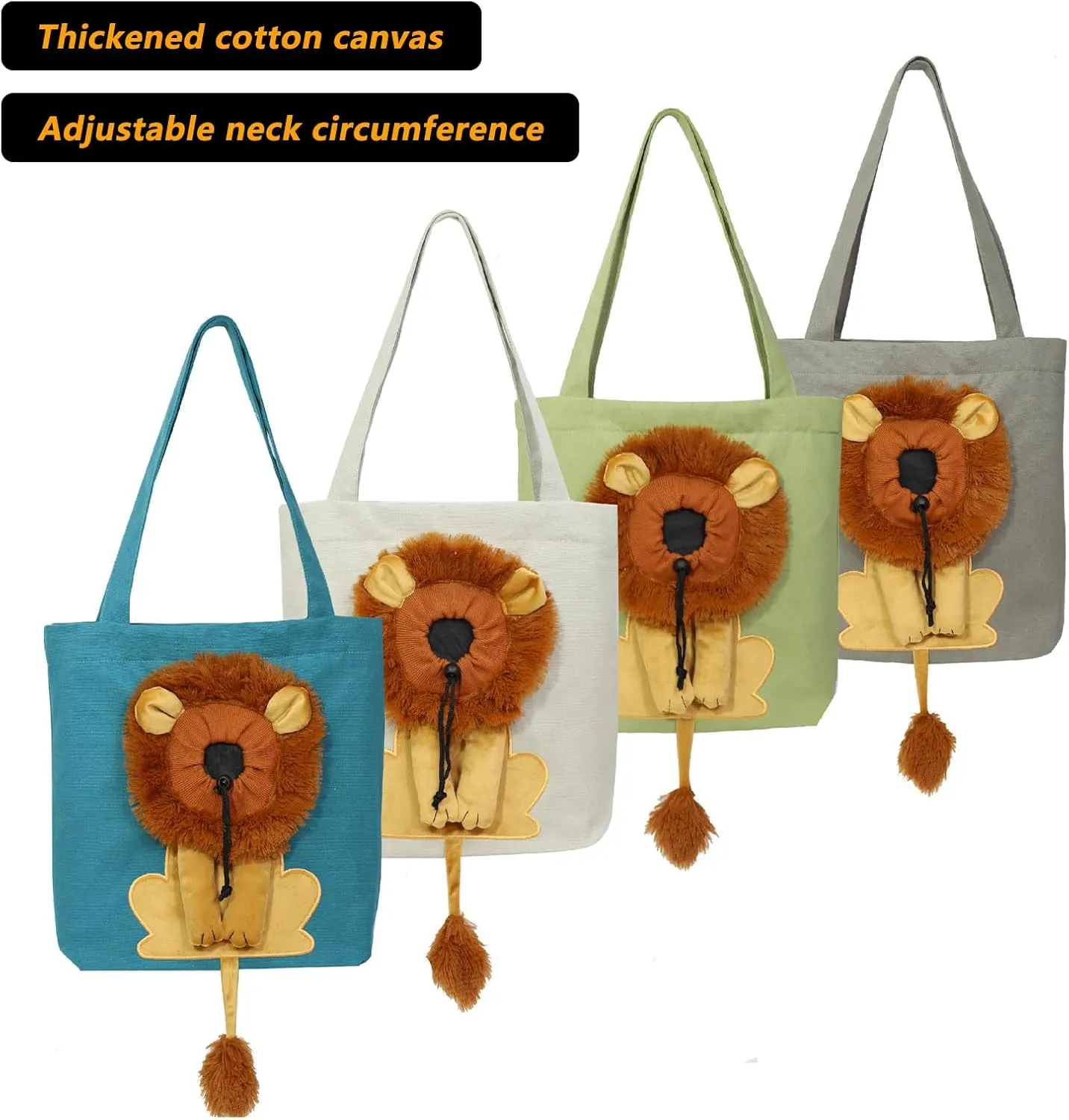 Lion-Shaped Show Head Pet Canvas Shaped Shoulder Bag，Cute Lion Shaped Cat Carrier，for Outdoor, Shopping, and Camping，Outing Carrying (5,Large)