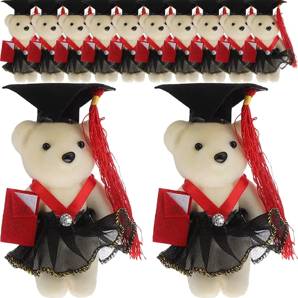 LOGOFUN 12 Pcs Graduation Mini Bears Plush Bears Stuffed Animal Doll in Cap Class of 2025 Graduation Party Favor for Elementary High School College