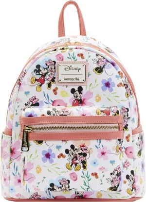 Loungefly Disney Mickey Minnie Mouse Mini Backpack Handbag AOP Floral
