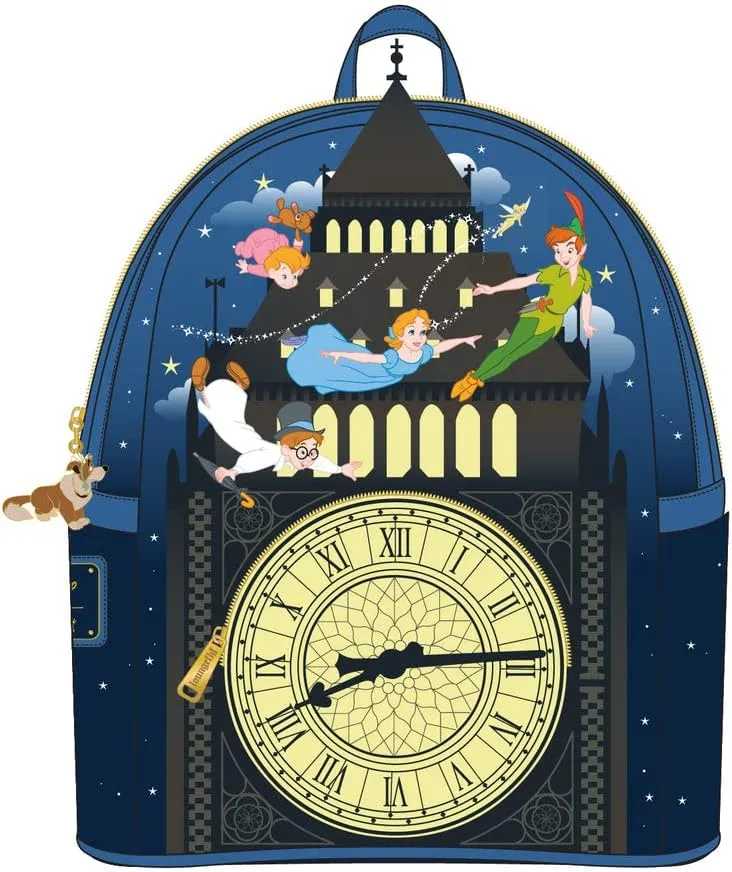 Loungefly Disney Peter Pan Glow Clock Womens Double Strap Shoulder Bag Purse, One Size, Multi