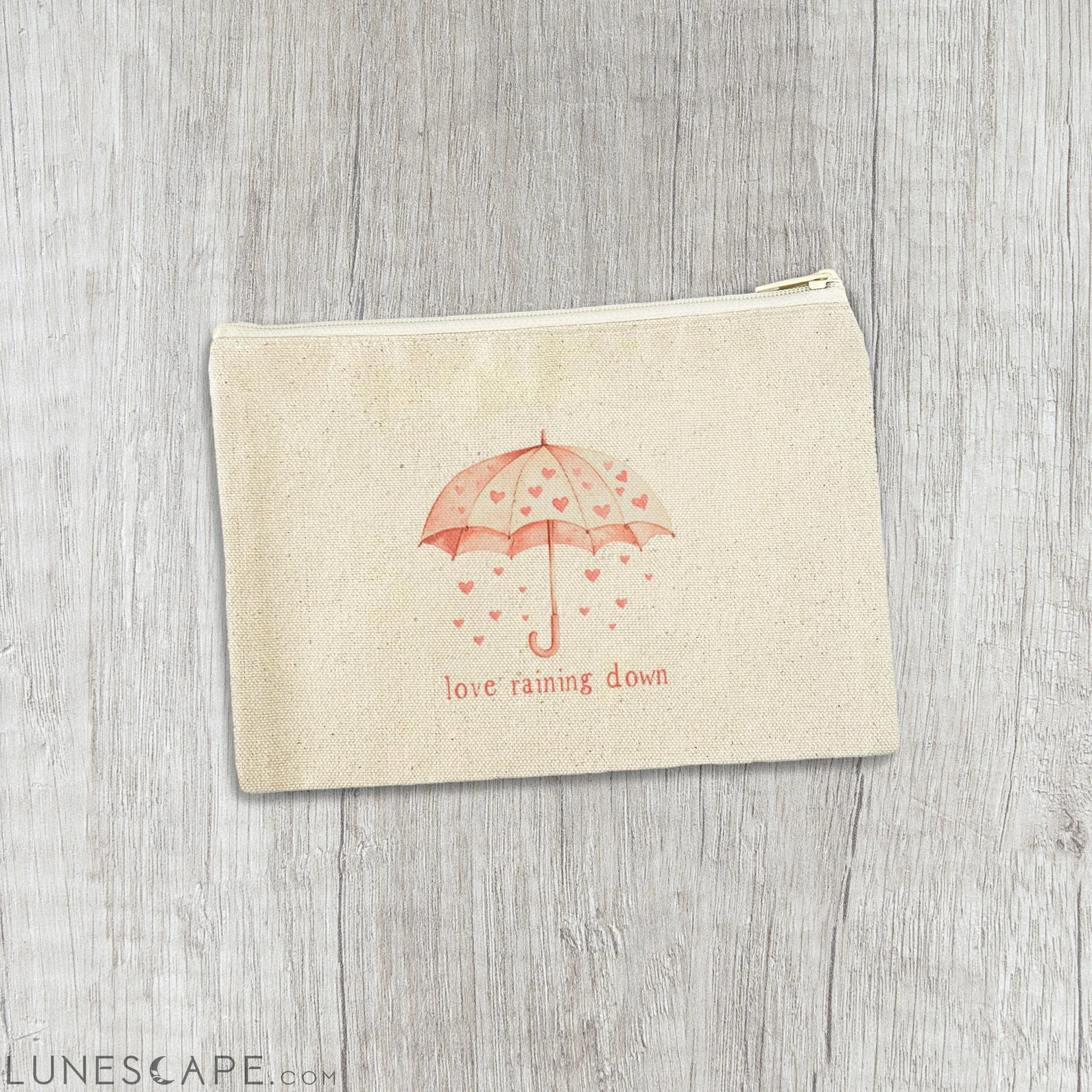 Love Raining Down - Valentine's Day Canvas Zipper Pouch