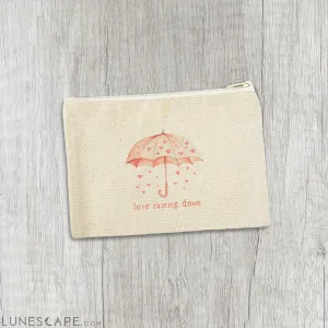 Love Raining Down - Valentine's Day Canvas Zipper Pouch