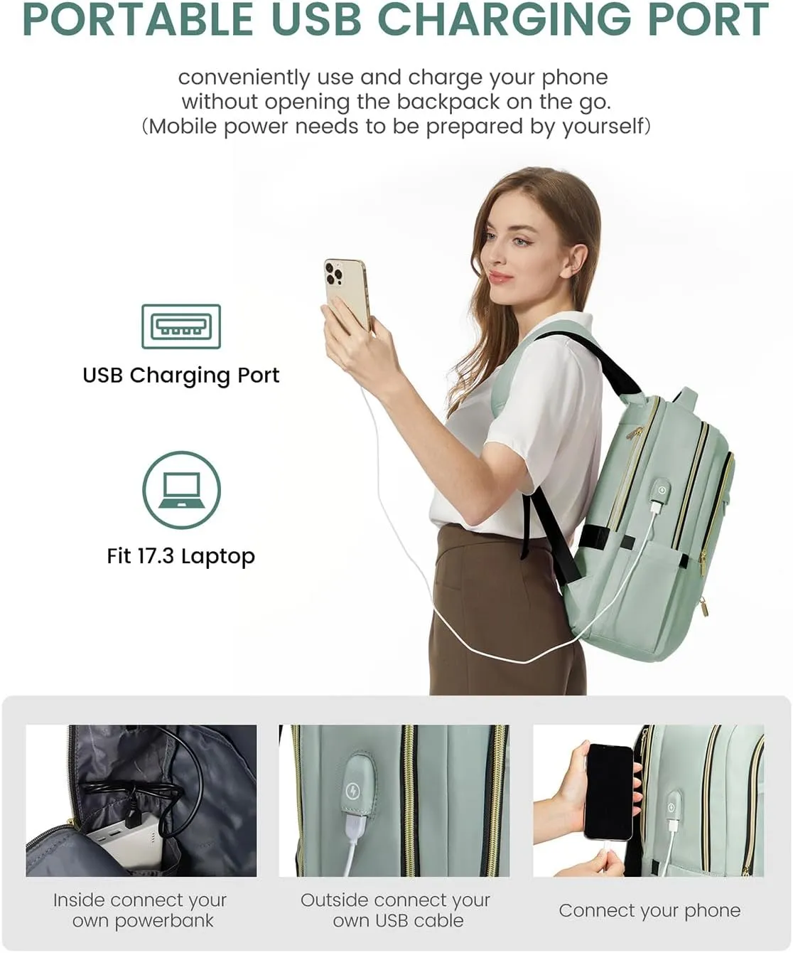 LOVEVOOK Laptop Backpack for Women, 17 Inch Slim Computer Bag with Separate Computer Compartment for Work Travel Business