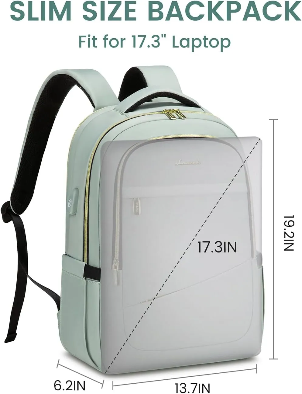 LOVEVOOK Laptop Backpack for Women, 17 Inch Slim Computer Bag with Separate Computer Compartment for Work Travel Business