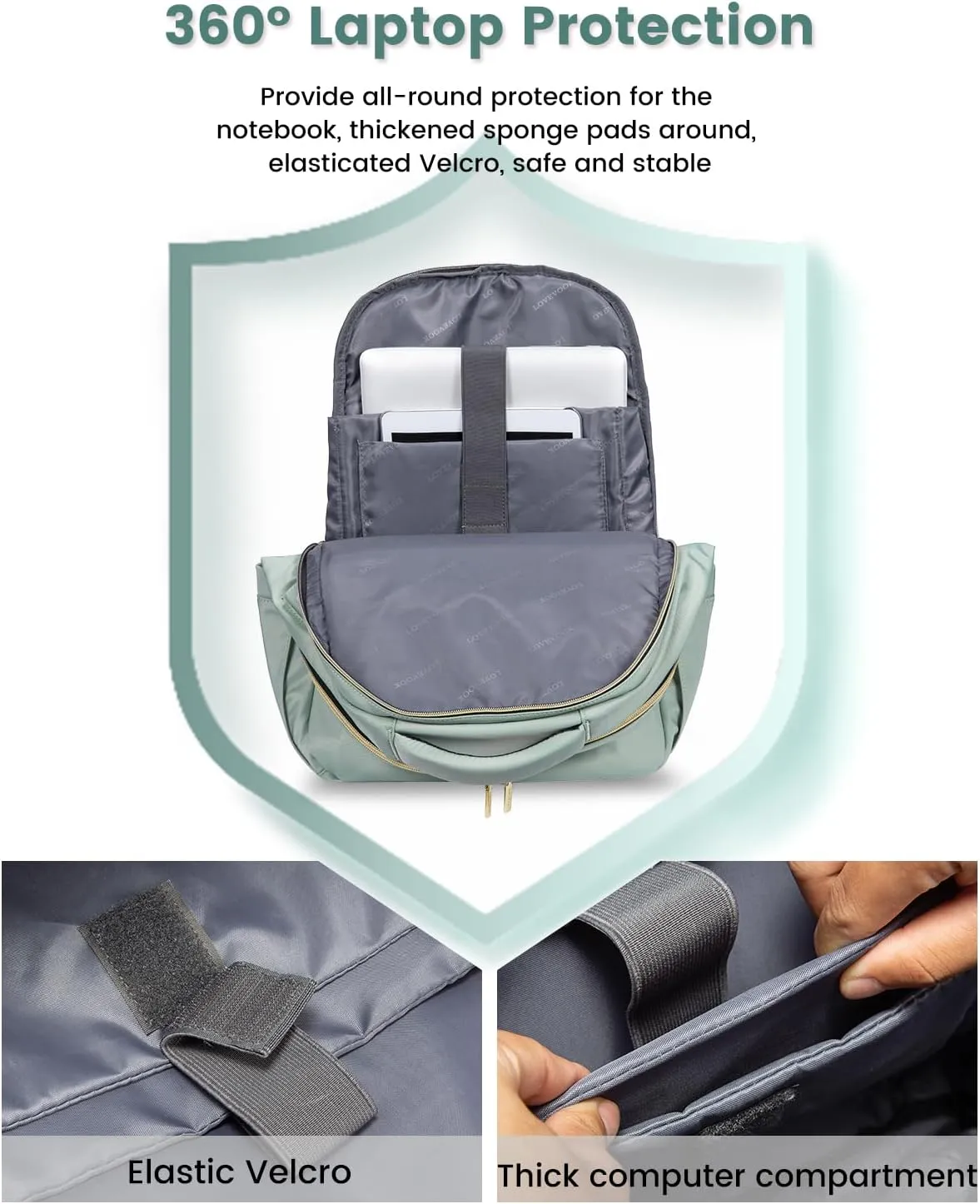 LOVEVOOK Laptop Backpack for Women, 17 Inch Slim Computer Bag with Separate Computer Compartment for Work Travel Business