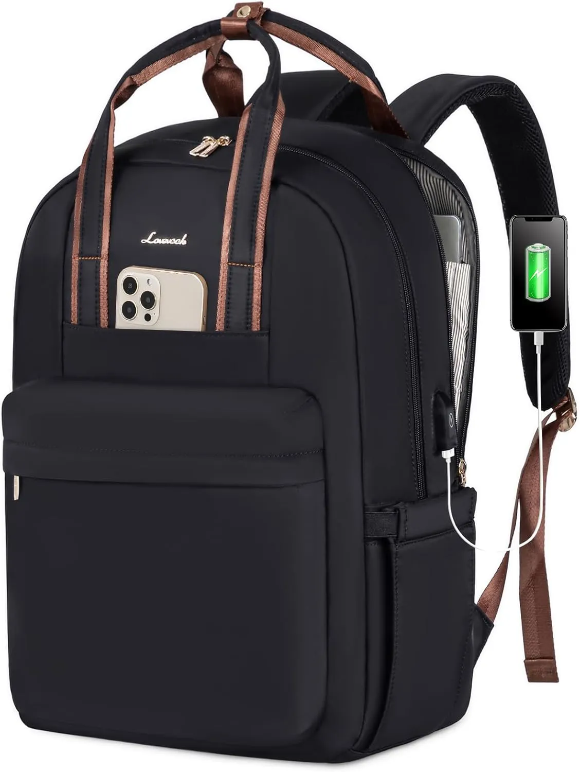 LOVEVOOK Laptop Backpack for Women, 17 Inch Travel Laptop Bag with USB Port, Waterproof Computer Backpack Purse for Work Teacher Nurse, Durable Casual Daypack