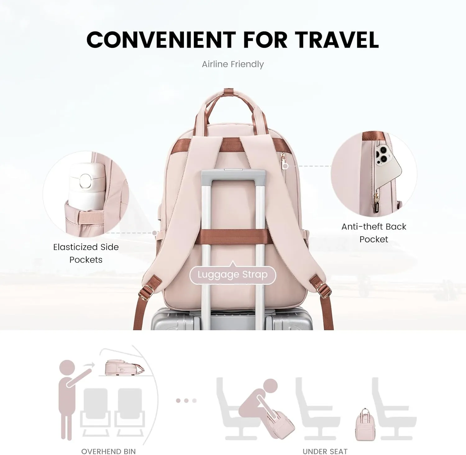 LOVEVOOK Laptop Backpack for Women, 17 Inch Travel Laptop Bag with USB Port, Waterproof Computer Backpack Purse for Work Teacher Nurse, Durable Casual Daypack